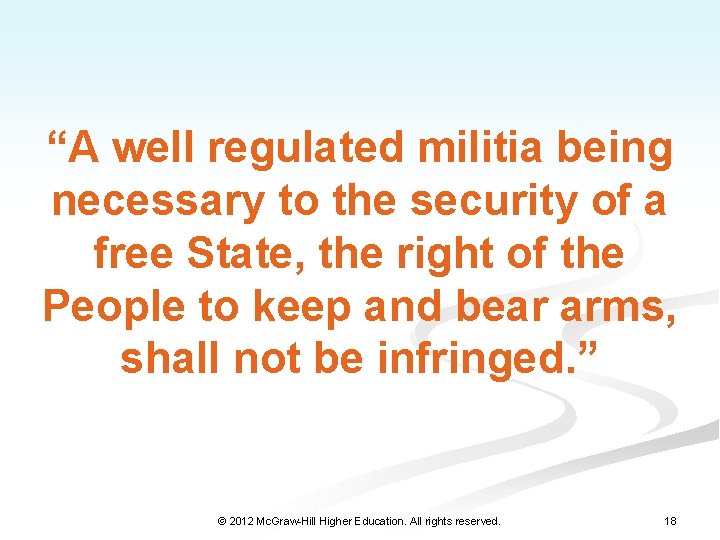 “A well regulated militia being necessary to the security of a free State, the