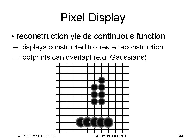 Pixel Display • reconstruction yields continuous function – displays constructed to create reconstruction – Pixel Display • reconstruction yields continuous function – displays constructed to create reconstruction –