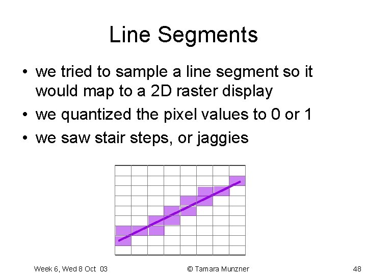 Line Segments • we tried to sample a line segment so it would map Line Segments • we tried to sample a line segment so it would map