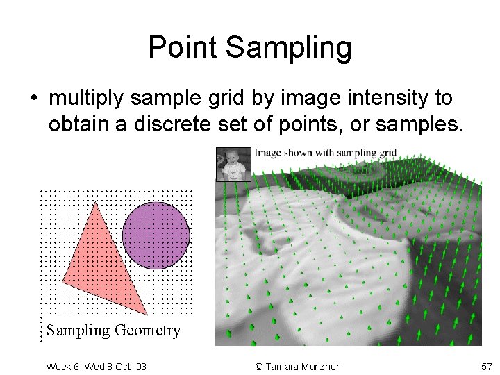 Point Sampling • multiply sample grid by image intensity to obtain a discrete set Point Sampling • multiply sample grid by image intensity to obtain a discrete set