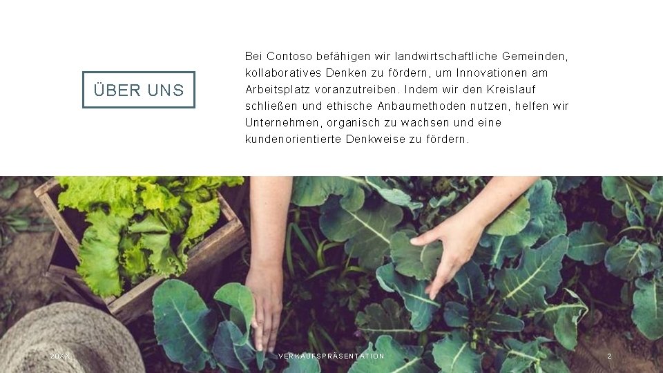 Bei Contoso befähigen wir landwirtschaftliche Gemeinden, kollaboratives Denken zu fördern, um Innovationen am ÜBER