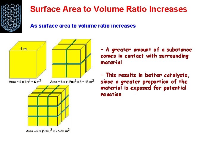 Surface Area to Volume Ratio Increases As surface area to volume ratio increases –