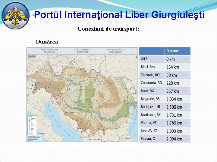 Portul Internaţional Liber Giurgiuleşti Conexiuni de transport: Dunărea 