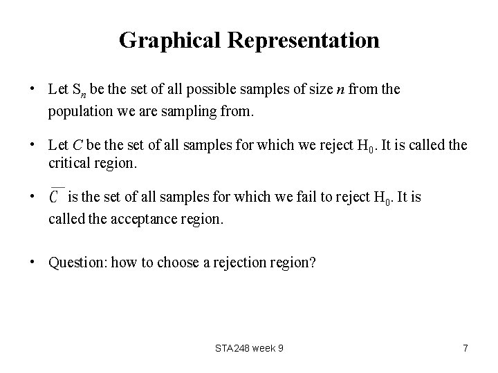 Graphical Representation • Let Sn be the set of all possible samples of size