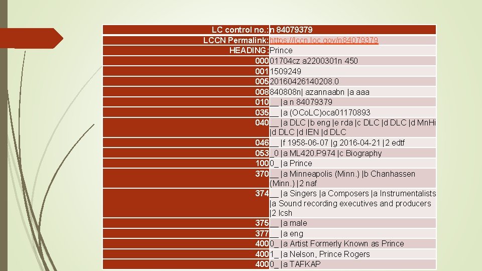 LC control no. : n 84079379 LCCN Permalink: https: //lccn. loc. gov/n 84079379 HEADING: