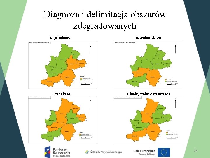 Diagnoza i delimitacja obszarów zdegradowanych s. gospodarcza s. środowiskowa s. techniczna s. funkcjonalno-przestrzenna 23