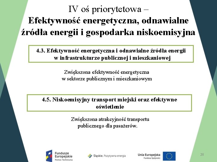 IV oś priorytetowa – Efektywność energetyczna, odnawialne źródła energii i gospodarka niskoemisyjna 4. 3.
