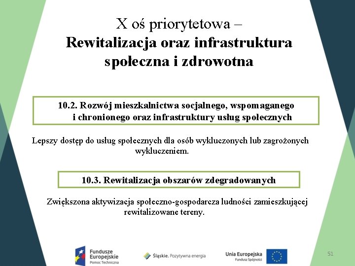 X oś priorytetowa – Rewitalizacja oraz infrastruktura społeczna i zdrowotna 10. 2. Rozwój mieszkalnictwa