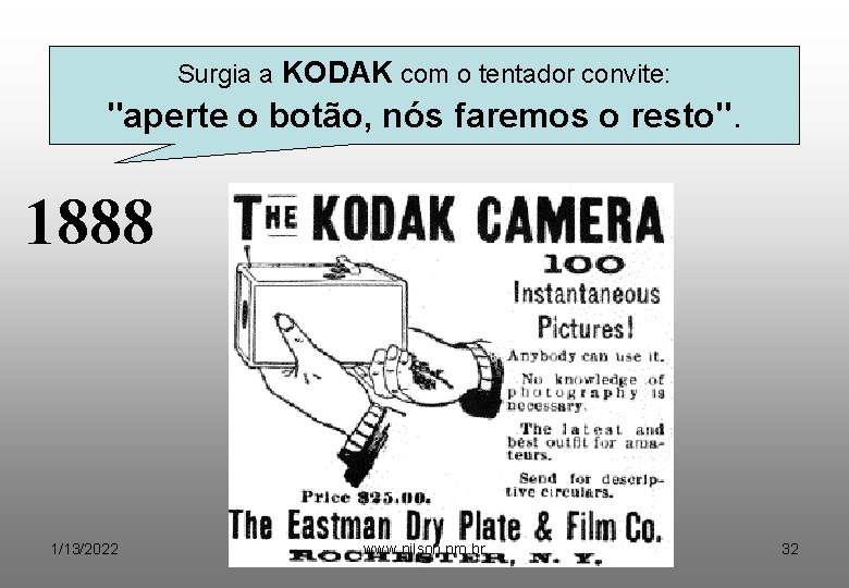 Surgia a KODAK com o tentador convite: "aperte o botão, nós faremos o resto".