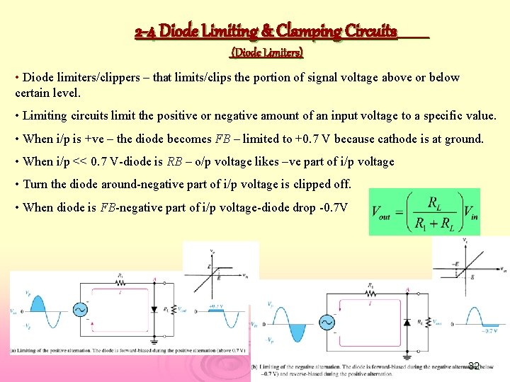 2 -4 Diode Limiting & Clamping Circuits (Diode Limiters) • Diode limiters/clippers – that