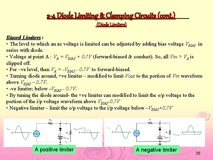2 -4 Diode Limiting & Clamping Circuits (cont. ) (Diode Limiters) Biased Limiters :