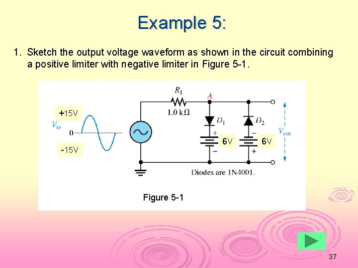 Example 5: 1. Sketch the output voltage waveform as shown in the circuit combining