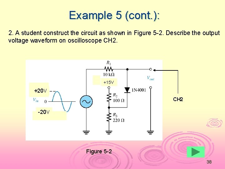 Example 5 (cont. ): 2. A student construct the circuit as shown in Figure