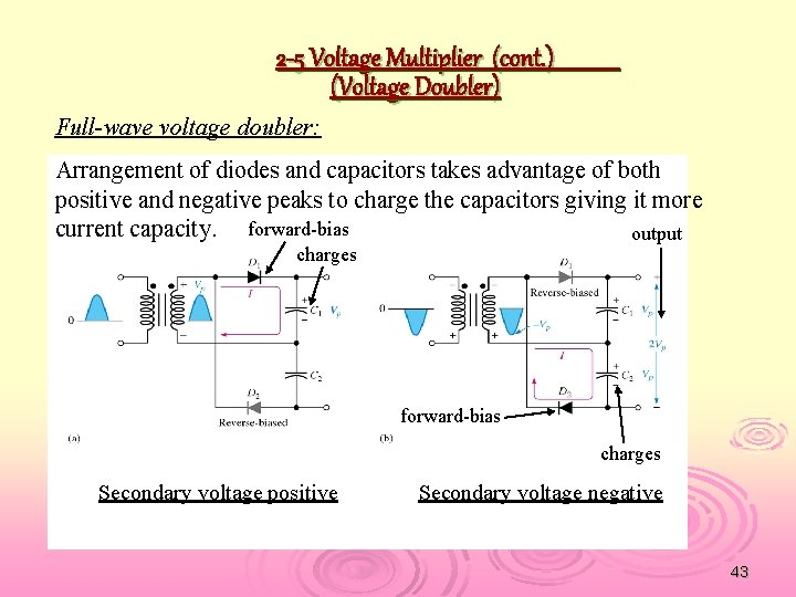 2 -5 Voltage Multiplier (cont. ) (Voltage Doubler) Full-wave voltage doubler: Arrangement of diodes