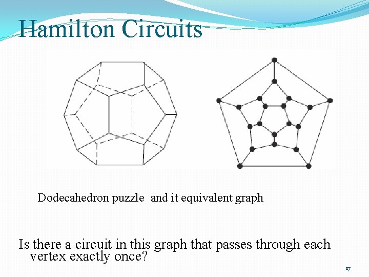 Hamilton Circuits Dodecahedron puzzle and it equivalent graph Is there a circuit in this