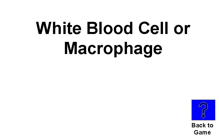 White Blood Cell or Macrophage Back to Game 