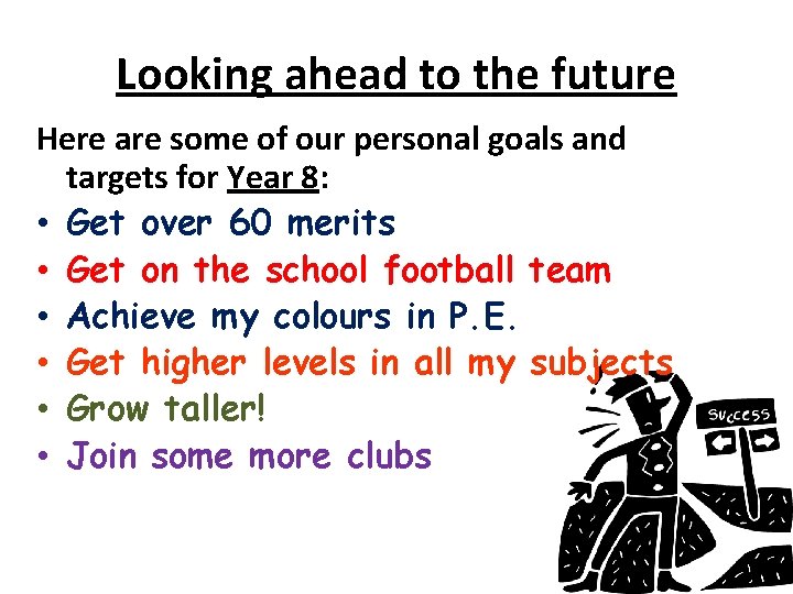 Looking ahead to the future Here are some of our personal goals and targets
