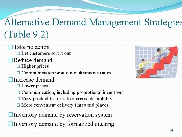 Alternative Demand Management Strategies (Table 9. 2) �Take no action � Let customers sort