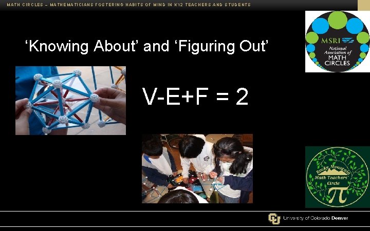 MATH CIRCLES – MATHEMATICIANS FOSTERING HABITS OF MIND IN K 12 TEACHERS AND STUDENTS