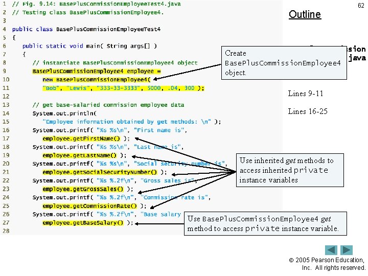 Outline 62 Base. Plus. Commission Employee. Test 4. java Base. Plus. Commission. Employee 4