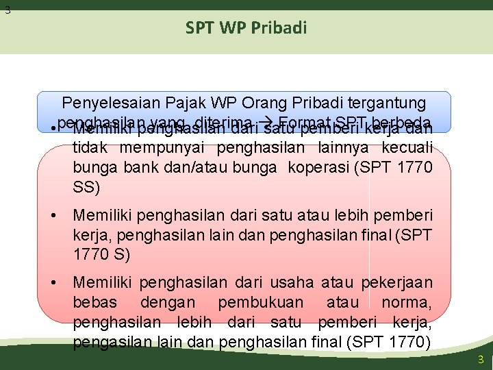 3 SPT WP Pribadi Penyelesaian Pajak WP Orang Pribadi tergantung yang diterima Format SPTkerja