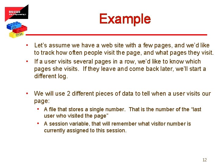 Example • Let’s assume we have a web site with a few pages, and