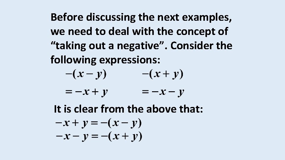 Before discussing the next examples, we need to deal with the concept of “taking