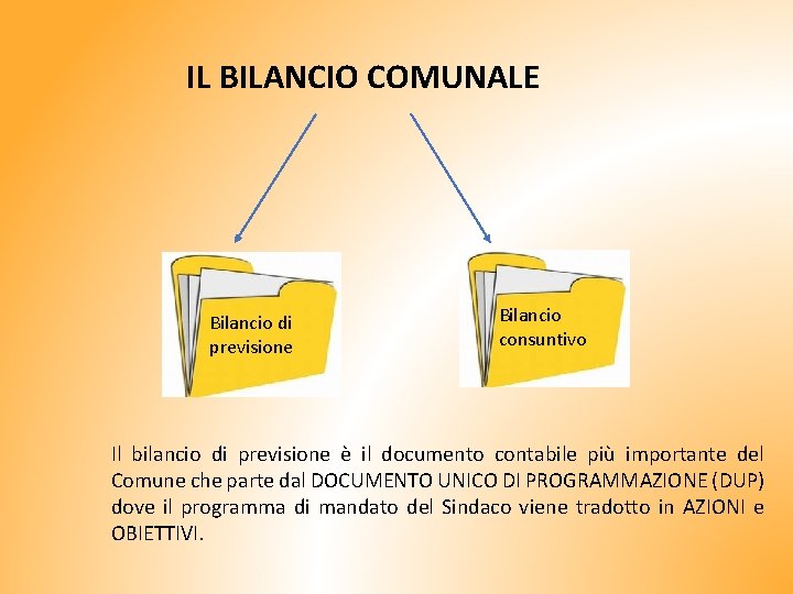 IL BILANCIO COMUNALE Bilancio di previsione Bilancio consuntivo Il bilancio di previsione è il