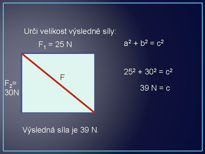 Urči velikost výsledné síly: F 1 = 25 N F 2= 30 N F