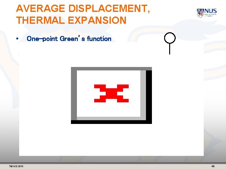 AVERAGE DISPLACEMENT, THERMAL EXPANSION • TIENCS 2010 One-point Green’s function 46 