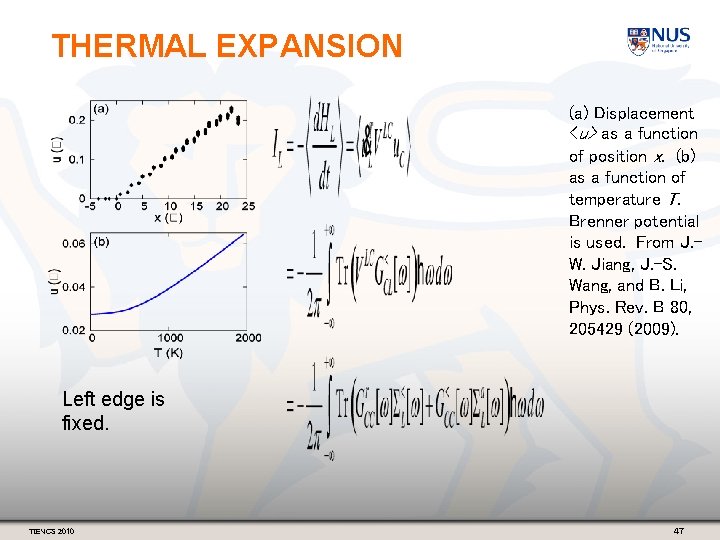 THERMAL EXPANSION (a) Displacement <u> as a function of position x. (b) as a