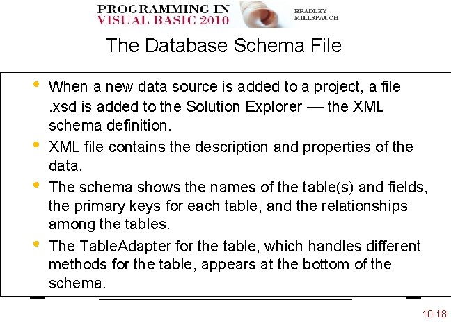 The Database Schema File • • When a new data source is added to The Database Schema File • • When a new data source is added to