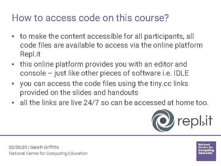 How to access code on this course? • to make the content accessible for How to access code on this course? • to make the content accessible for