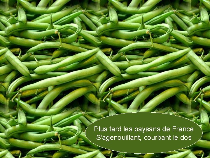 Plus tard les paysans de France S'agenouillant, courbant le dos 
