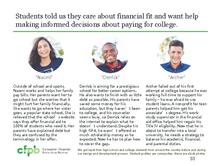 Students told us they care about financial fit and want help making informed decisions