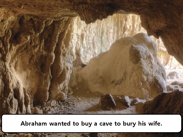 Abraham wanted to buy a cave to bury his wife. 