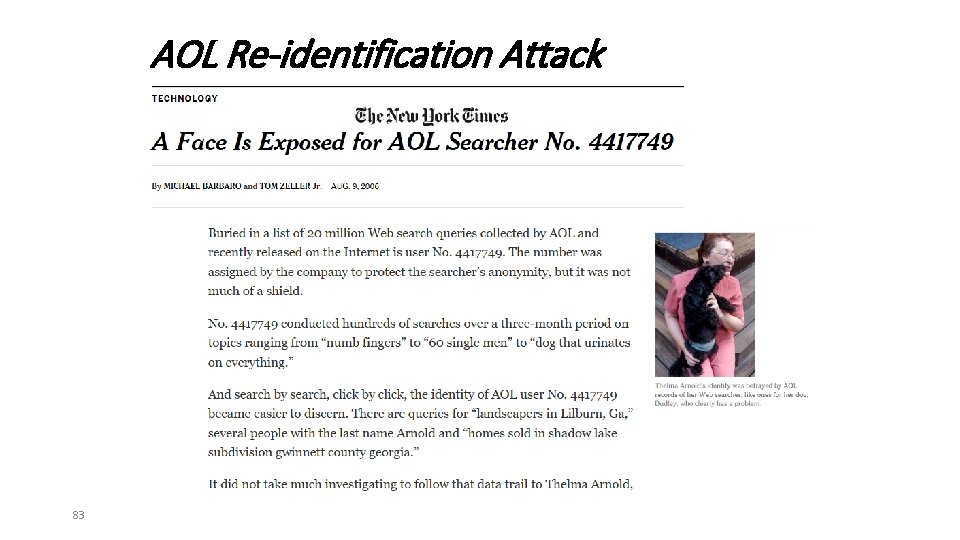 AOL Re-identification Attack 83 