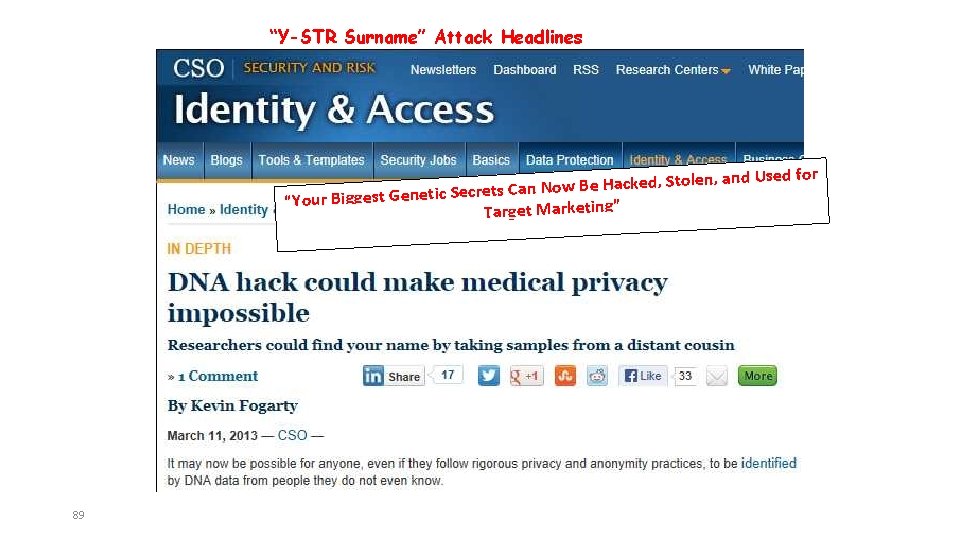 “Y-STR Surname” Attack Headlines d Used for an , n le o St ,
