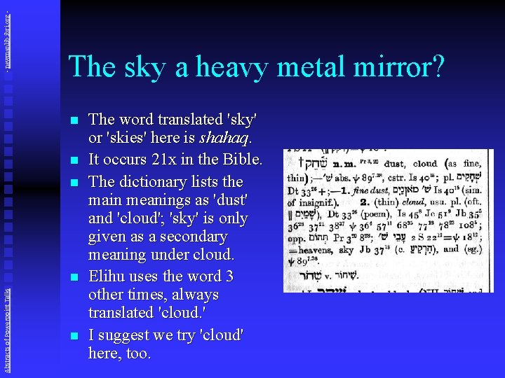 - newmanlib. ibri. org - The sky a heavy metal mirror? n n n
