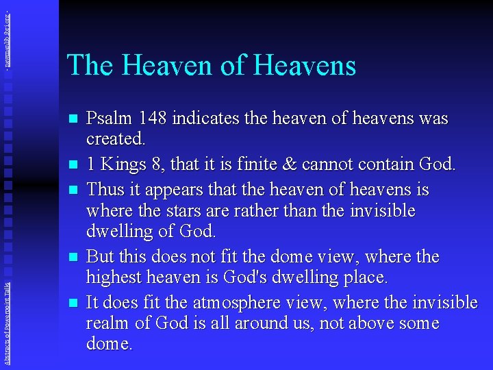 - newmanlib. ibri. org - The Heaven of Heavens n n n Abstracts of