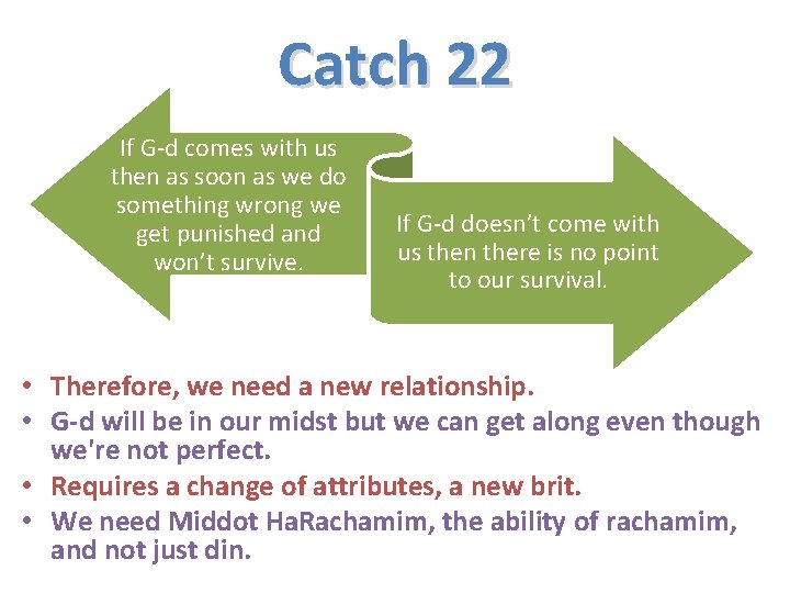 Catch 22 If G-d comes with us then as soon as we do something