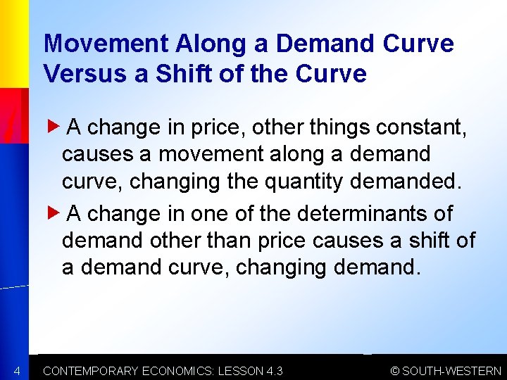 Movement Along a Demand Curve Versus a Shift of the Curve A change in