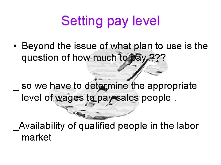 Setting pay level • Beyond the issue of what plan to use is the