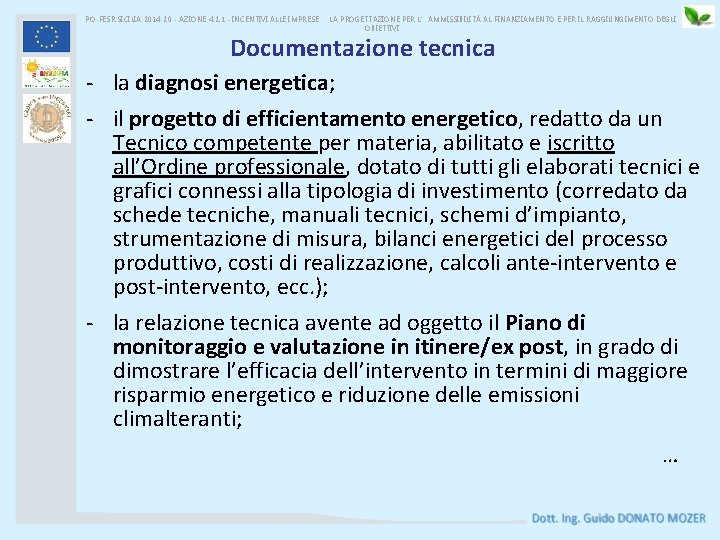 PO-FESR SICILIA 2014 -20 - AZIONE 4. 2. 1 - INCENTIVI ALLE IMPRESE LA