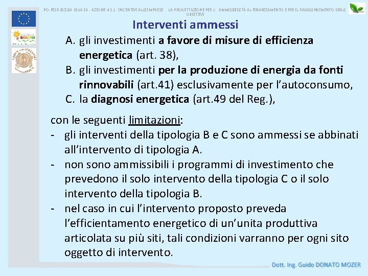 PO-FESR SICILIA 2014 -20 - AZIONE 4. 2. 1 - INCENTIVI ALLE IMPRESE LA