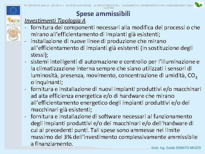 PO-FESR SICILIA 2014 -20 - AZIONE 4. 2. 1 - INCENTIVI ALLE IMPRESE LA