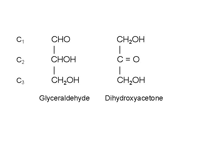 C 1 C 2 C 3 CHO | CHOH | CH 2 OH Glyceraldehyde