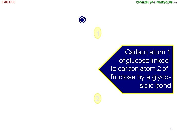 EMB-RCG Chemistry of Carbohydrate CH 2 OH O H H H 1 OH H