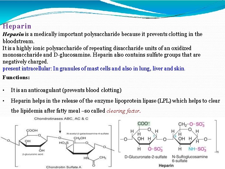 Heparin is a medically important polysaccharide because it prevents clotting in the bloodstream. It