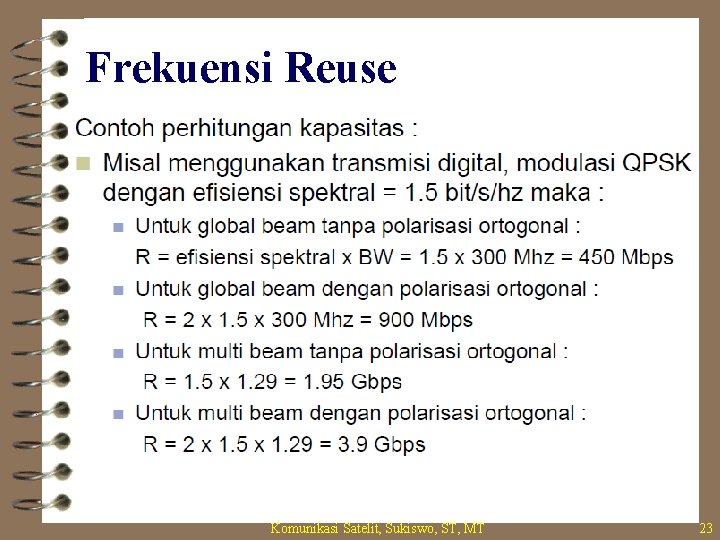 Frekuensi Reuse Komunikasi Satelit, Sukiswo, ST, MT 23 